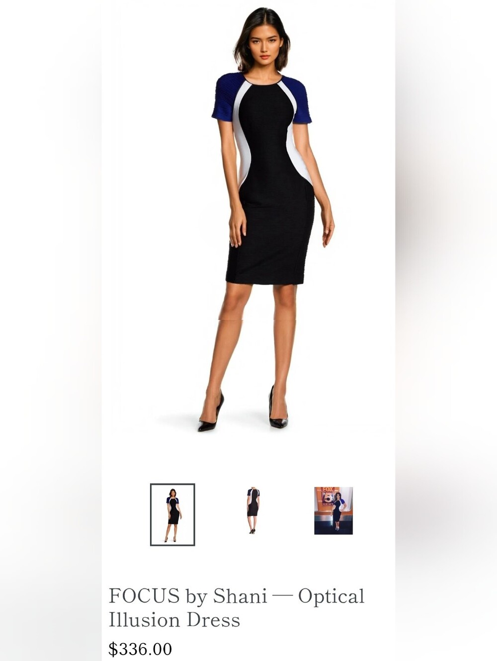 FOCUS by Shani Women’s 10 Colorblock Sheath Dress Round Neck Short Sleeve
